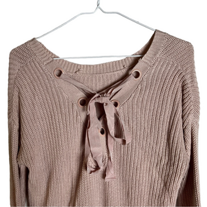 Womens Blush Pink Crew Neck Oversized Sweater Soft Knit Pastel Romantic Coquette